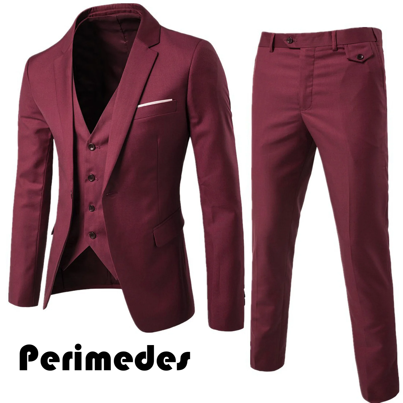 

Костюм мужской из 3 предметов, приталенный деловой, формальный, Повседневный, для офиса, работы, вечеринки, свадьбы, латинских танцев, черный красный