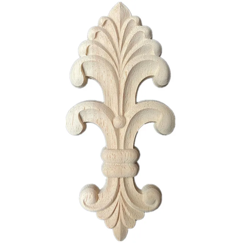 1PC 10cm 13cm Rubber Wood Carved Onlay Applique Unpainted Furniture for Vintage Home Decor Door Cabinet Decoration Color