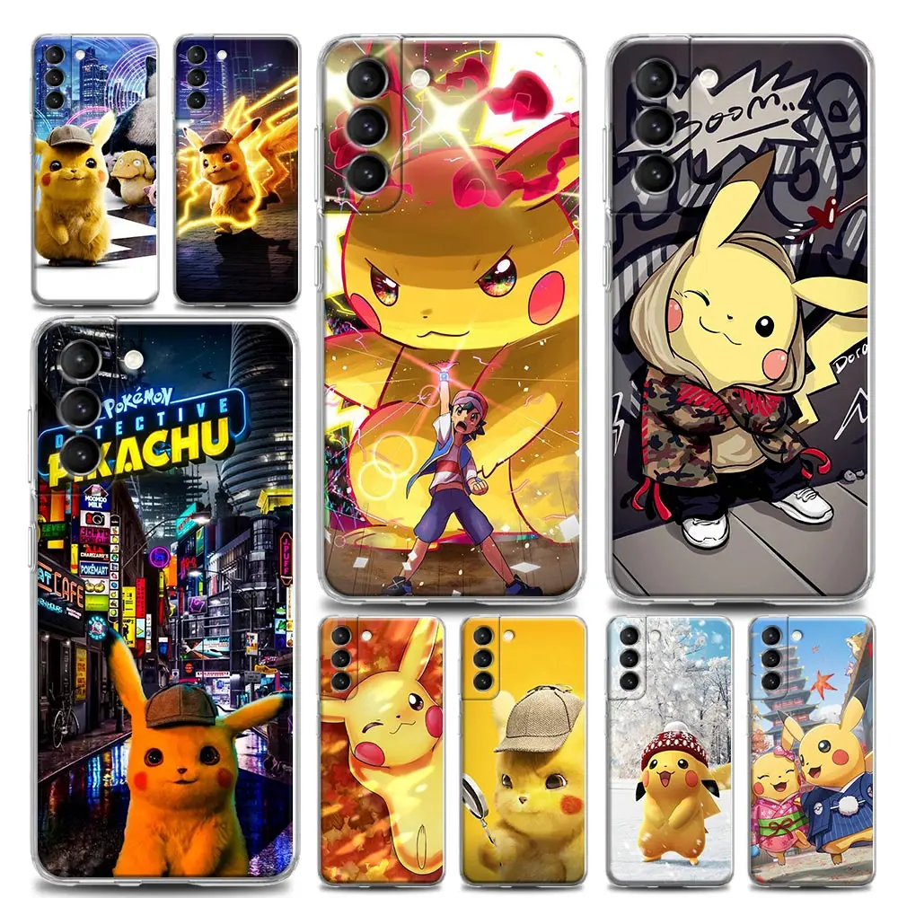 

Clear Phone Case For Samsung Galaxy S20 S21 FE S10 S9 S22 Plus Ultra 5G S10e Lite Case Soft Cover Japan Anime Cool Pikachu