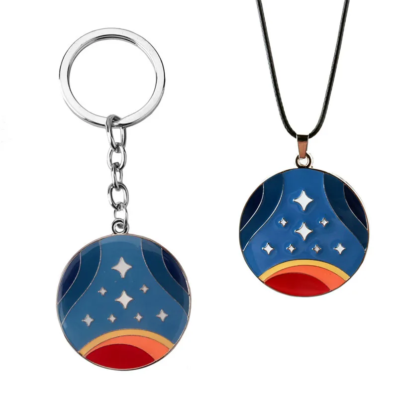 

Game Starfield Bethesda Badge Keychain Necklace Accessories Metal Pendant Key Ring Cosplay Costumes Accessories
