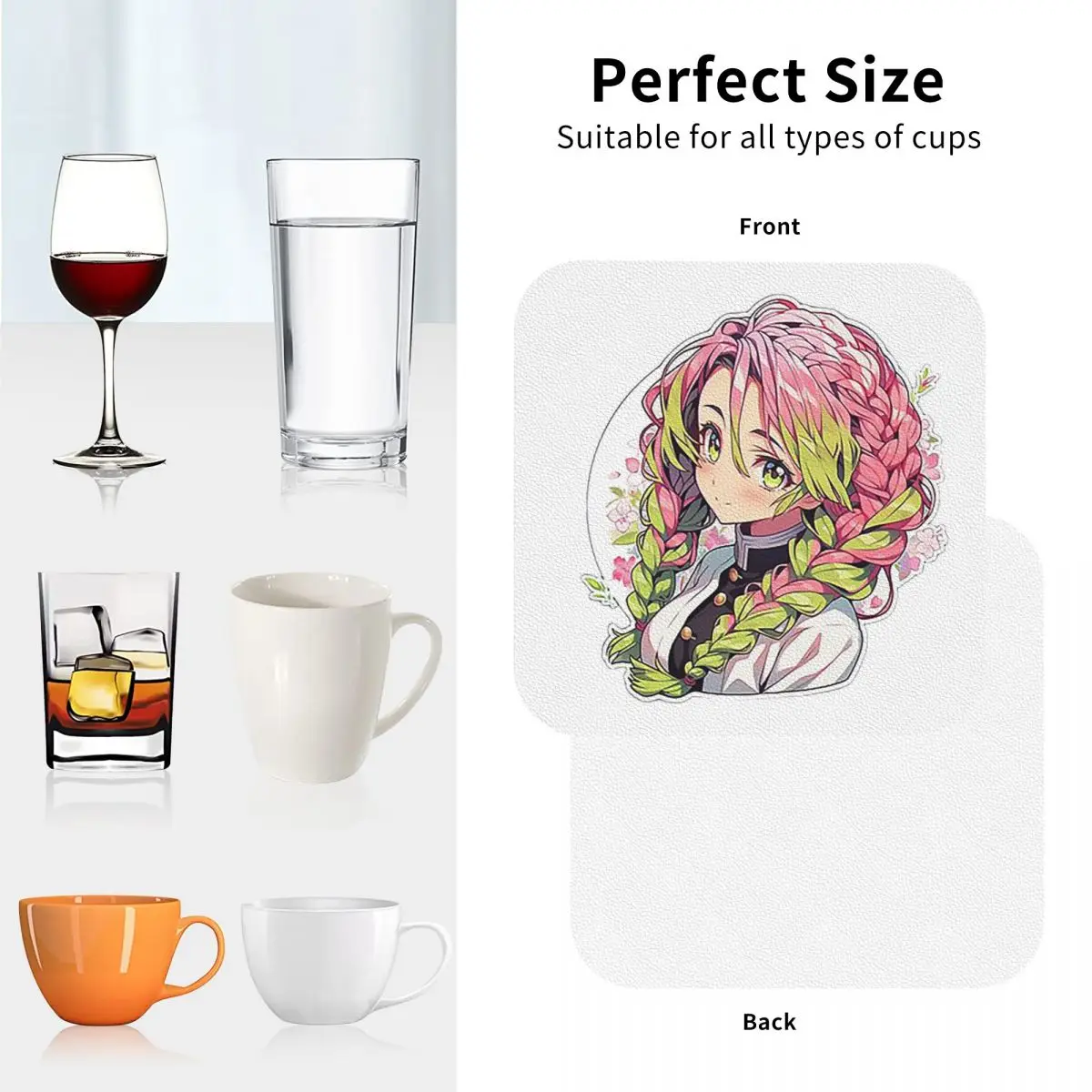 Подставки Mitsuri Kanroji And Iguro Obanai кухонные салфетки изоляционные коврики для чашек