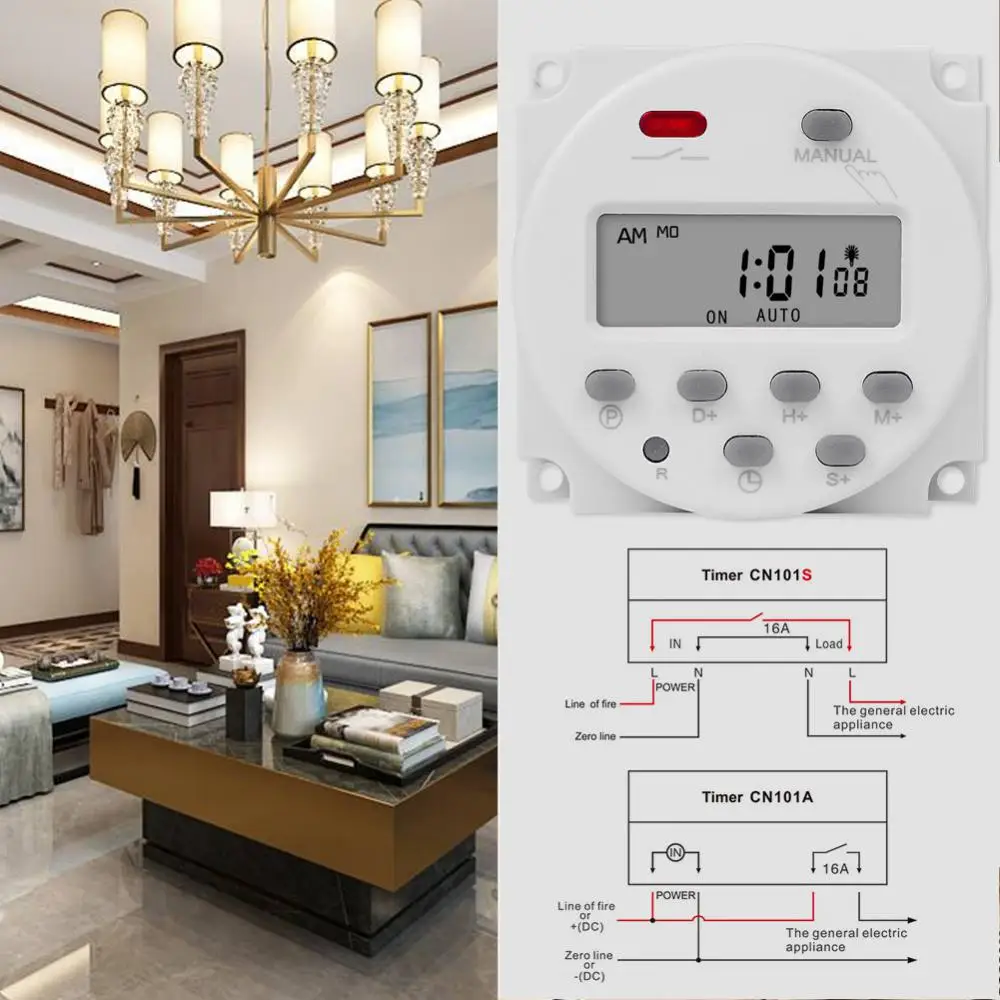 

5V 12V 24V 110V 220V Digital Timer Switch 7 Weekly Programmable Time Relay Programmer Built-in Rechargeable Battery