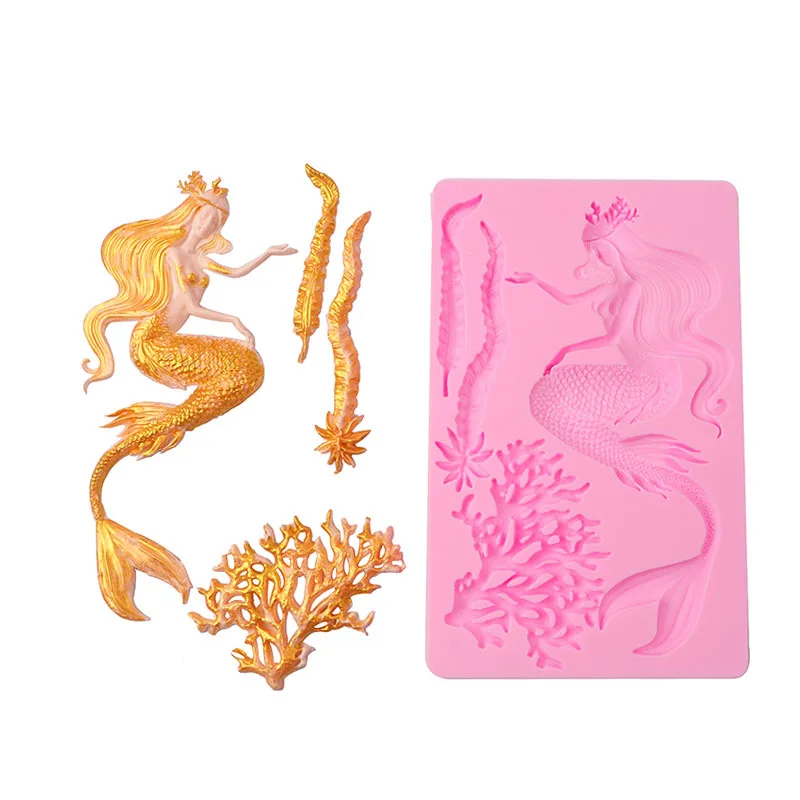 

Mermaid Cooking Tools Silicone Mold For Baking Fondant Sugar Of Cake Decorating Pastry Kitchen Accessories Ware