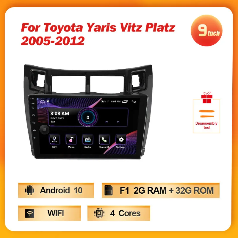 

Автомагнитола для Toyota Yaris Vitz Platz 2005 - 2012 мультимедийный стерео видеоплеер Android 11DSP автонавигация для Carplay 4G WIFI