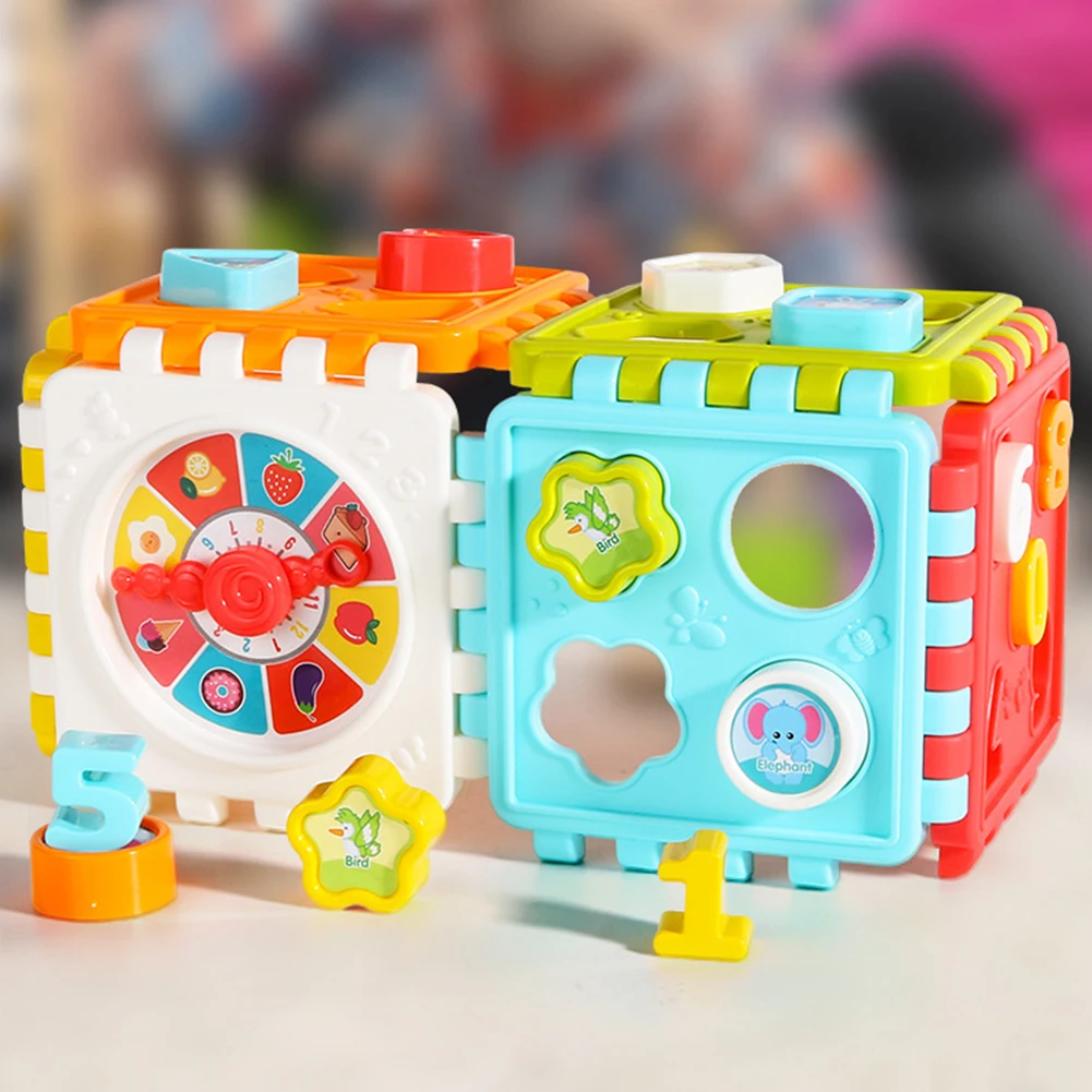 

Colorful Plastic Activity Cube Clock Geometric Blocks Early Learning Educational Puzzles Color Recognition Baby Intelligence Toy