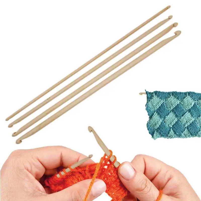 

Bamboo Crochet Hooks Double End Knitting Needles Weave Craft Hook Crochet Needle Kit Knitting Sewing Crochet Kit Sewing Accessor
