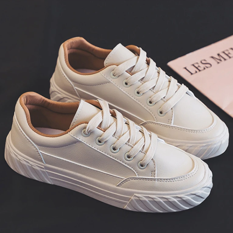 

Кеды женские с вулканизированной подошвой, повседневная обувь для тренировок, на шнуровке, плоская подошва, белые, 40