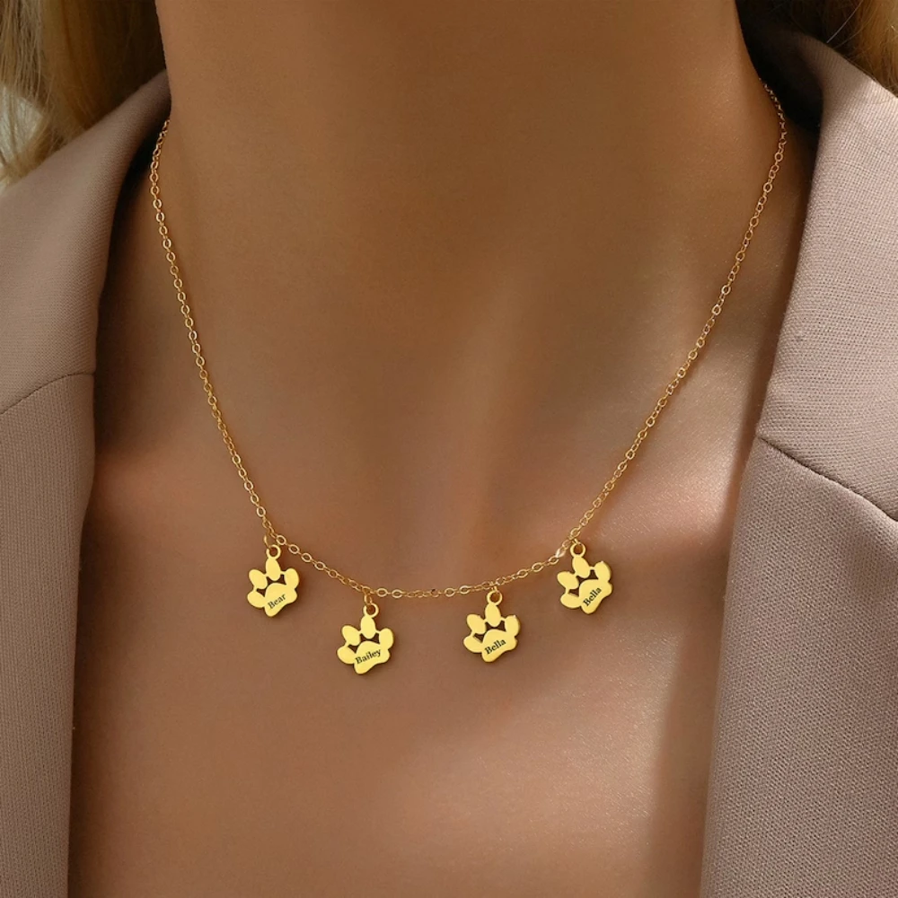 Ожерелье с именем на заказ ожерелье из нержавеющей стали в виде собаки женское