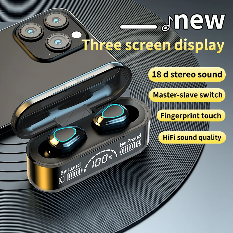 

New G35B Bluetooth 5.2 Wireless Headset Tws Wireless Earphone Large Screen Digital Display Breathing Light Sports Headset