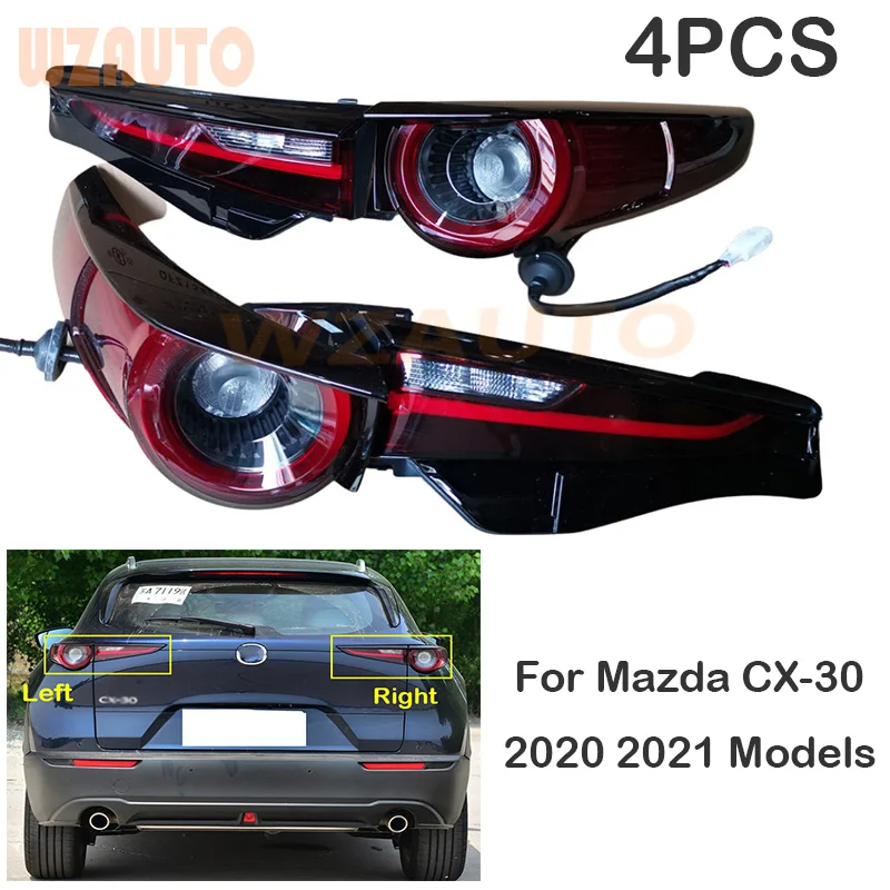 

4PCS 1Set Rear Bumper Tail Light Assembly Brake Stop Indicator Lamp For Mazda CX-30 CX30 2020 2021