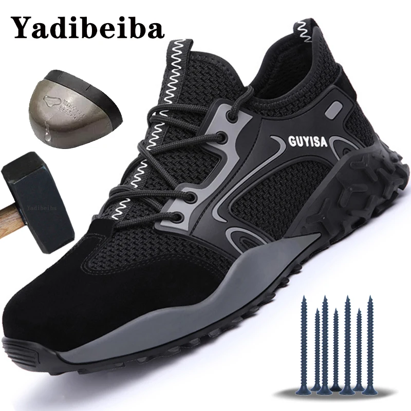 

Breathable Work Shoes Men Safety Shoes Steel Toe Boots Anti-Slip Indestructible Shoes Man Safety Boots Anti-Smash Work Sneakers