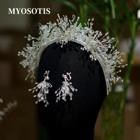 luxury crystal beads floral wedding headbands bridal hair accessories princess crown hairband bride tiaras handmade headpiece
