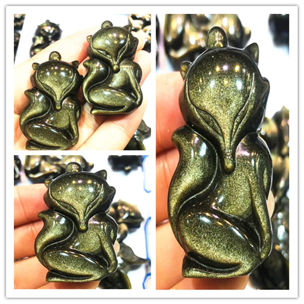 

Натуральный энергетический Золотой обсидиановый резной кварцевый кулон с кристаллами рейки модные аксессуары и подарки для медитации леч...