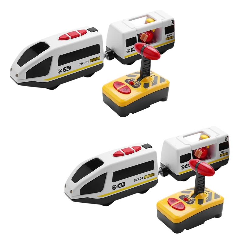 

2X Remote Control Electric Train Compatible With Wooden Train Track Toy
