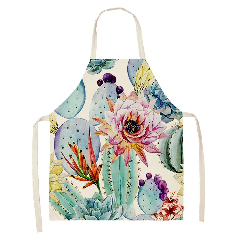 

Cactus Pattern Female Cleaning Apron Kitchen Home Cooking Accessories Apron Chef Linen Apron Kitchen Apron Delantal Cocina