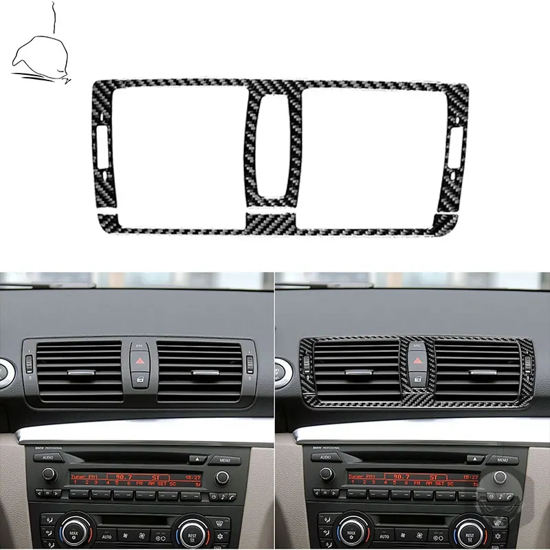 For BMW 1 Series E81 E82 E87 E88 2008-2013 Carbon Fiber Stickers Central Air Outlet Trim Car Styling Decoration Accessories