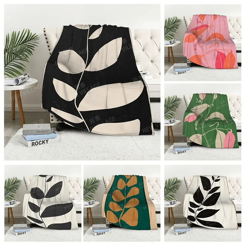 

Plaid sofa for Knee blankets warm winter bed cover throw blanket Decor boho warm fleece Nordic Soft and hairy leaf plant