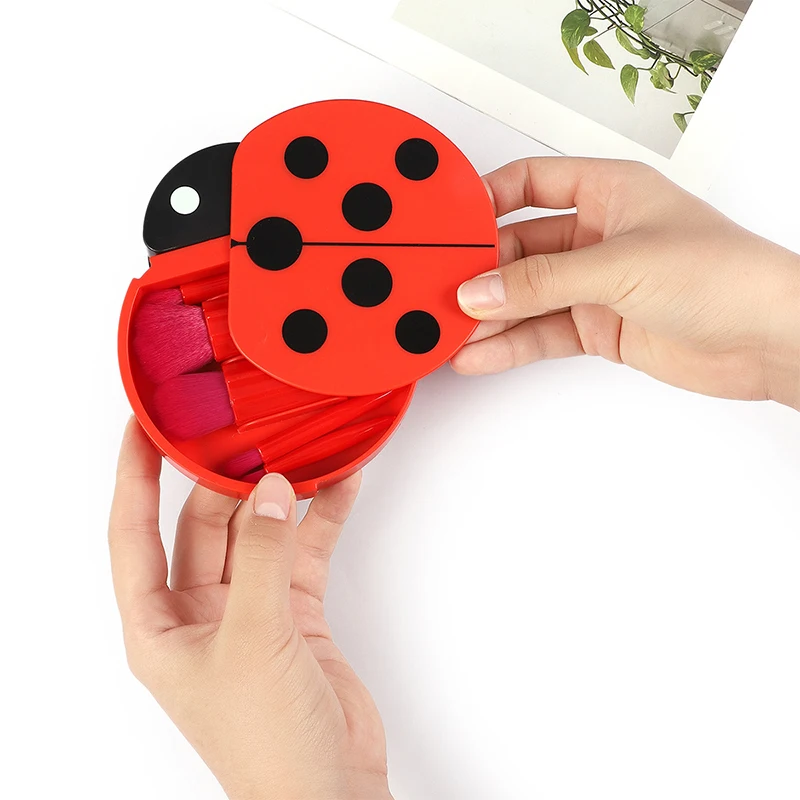 4 цвета портативный дорожный набор кистей для макияжа 5 шт. кисти с зеркалом божья