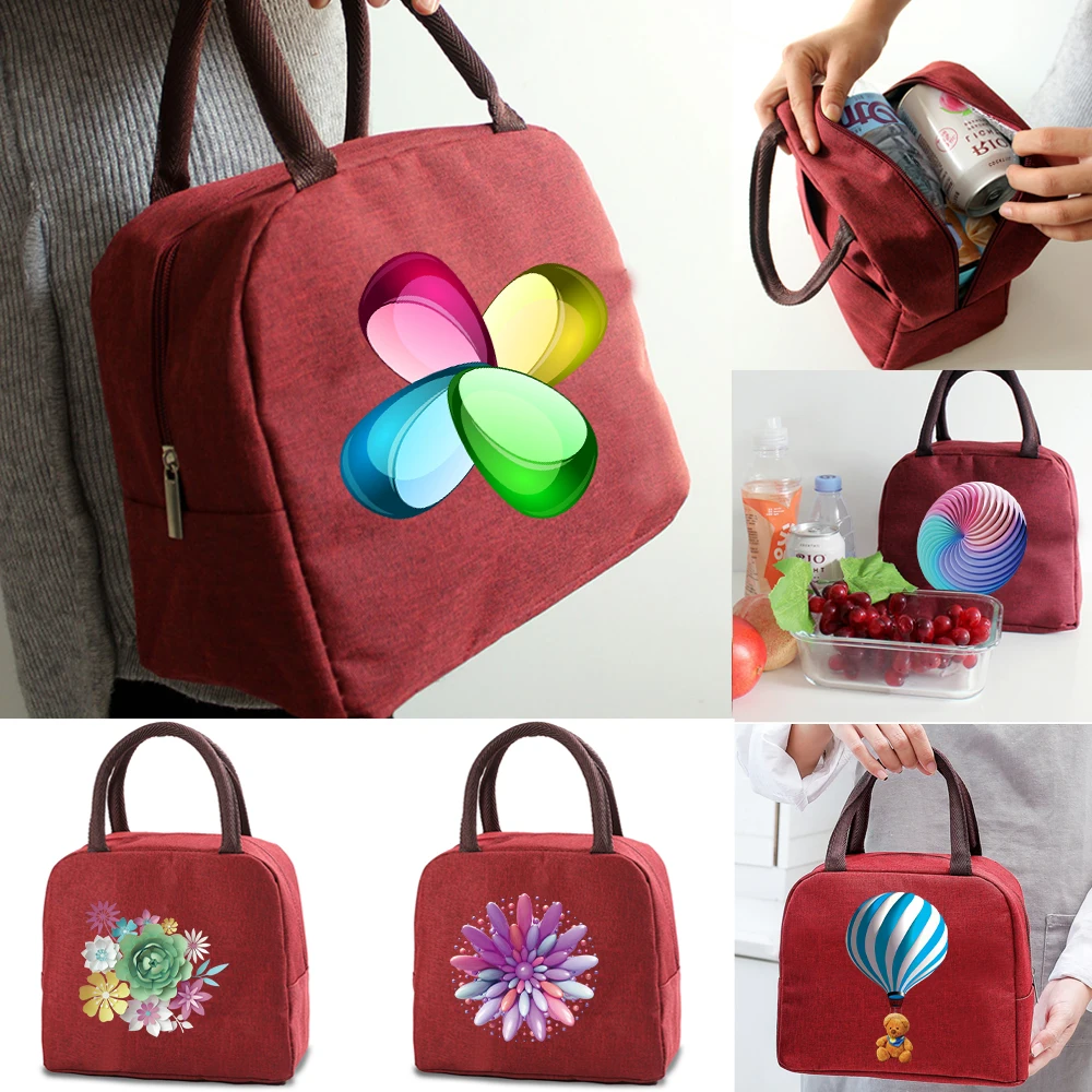 

Детская сумка для ланча, Изолированные сумки-холодильники для еды, Женская рабочая термальная коробка для бенто, Холщовая Сумка-тоут с 3D рис...