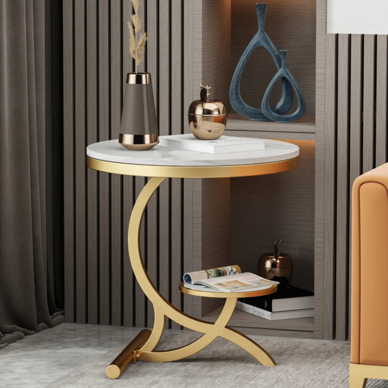 

Youji Light Luxury Rock Plate Movable Side Table Modern Simple Living Room Sofa Small Round Table Nordic Balcony Net Red Corn