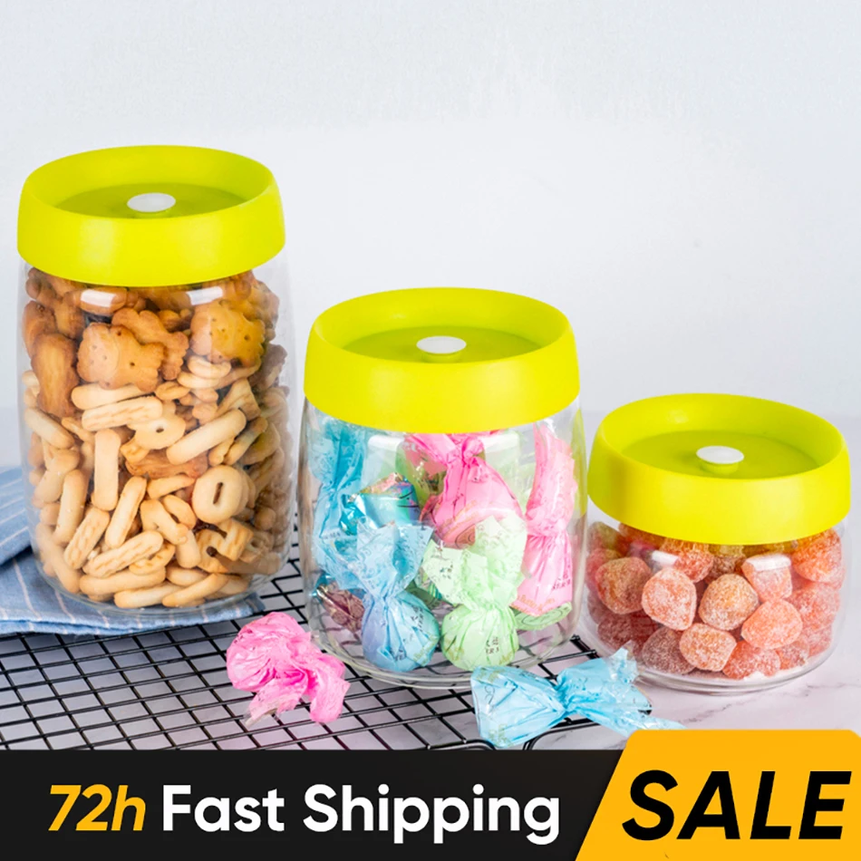 

1pcs Airtight Food Storage Containers BPA-Free Plastic Canisters Reusable Empty Storage Jars with Vacuum Lid Kitchen Organizing
