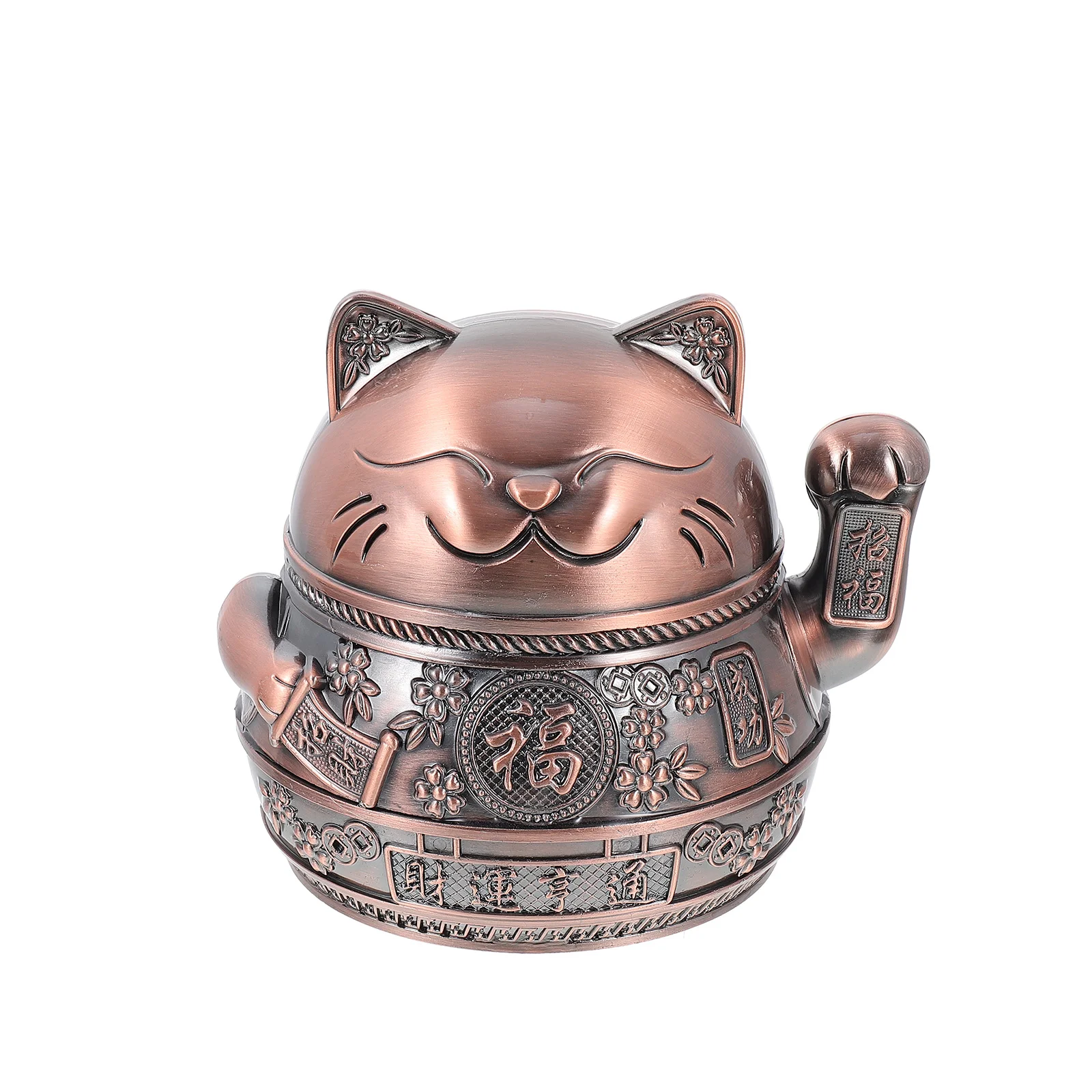 

Lucky Cat Ashtray Outdoor Home Decor Alloy Decorative Ornament Decorate Portable Zinc Office Household Container
