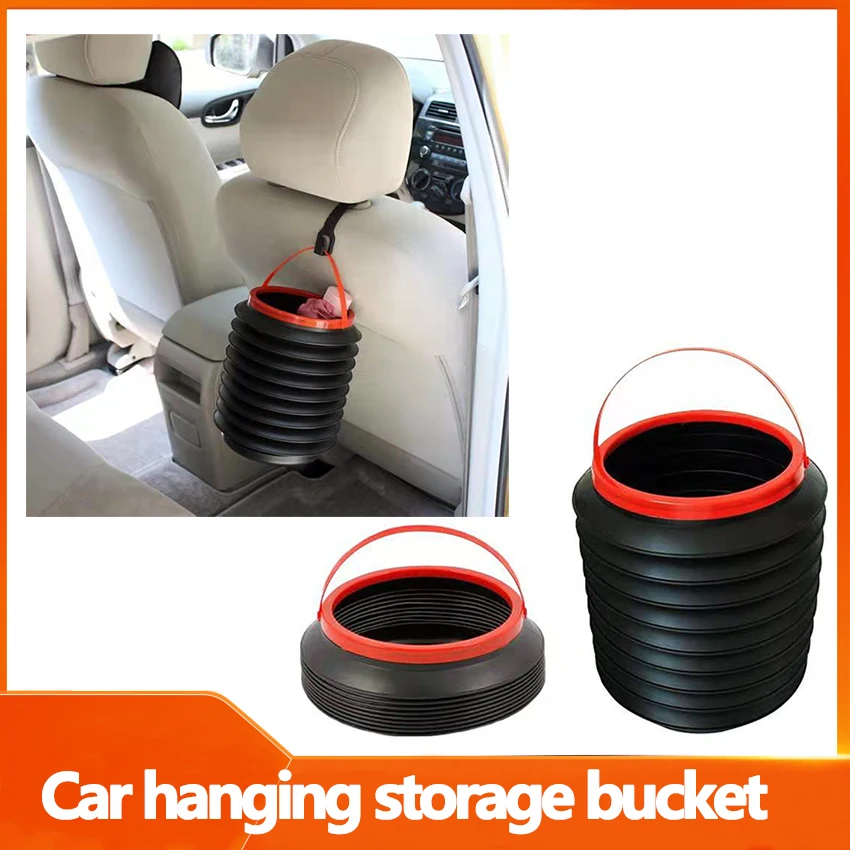 

Hanging storage storage bucket car waterproof storage car black trash can X2528B