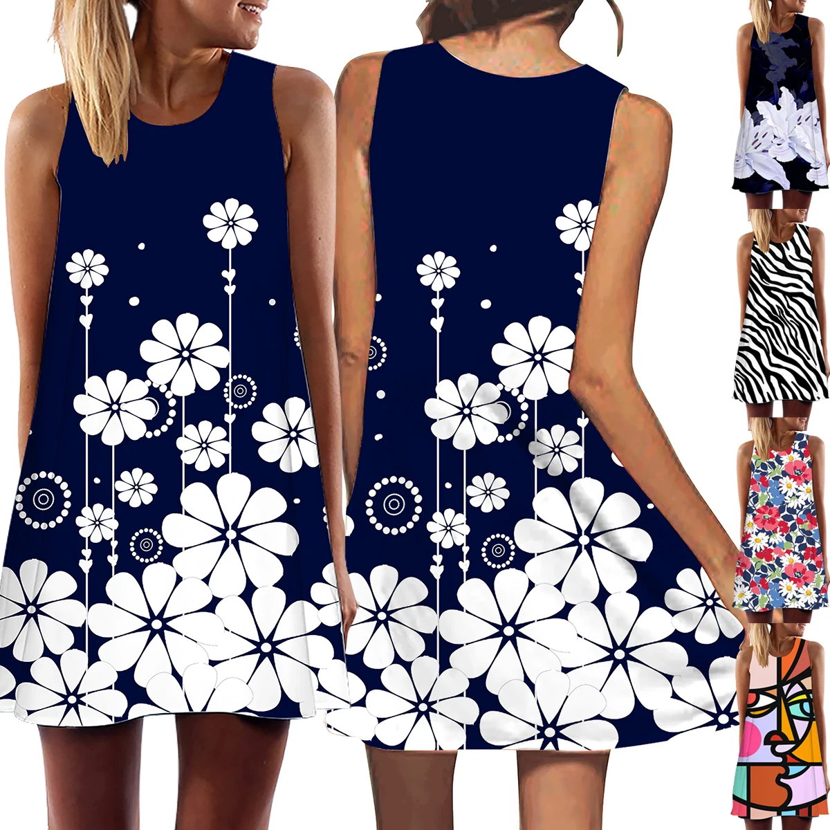 

Женское летнее платье-макси с цветным цветочным принтом