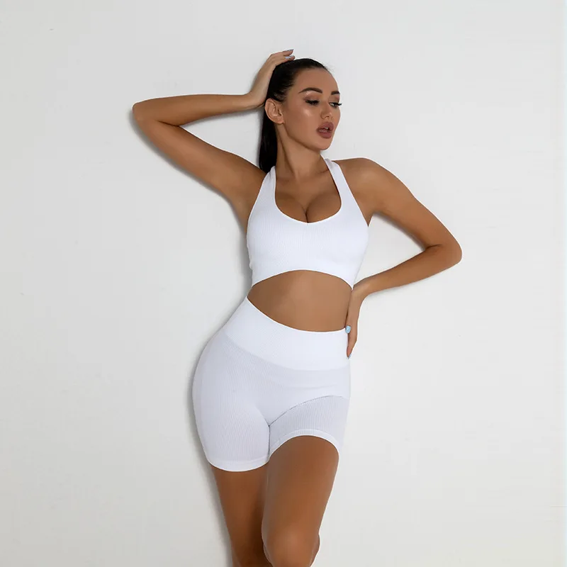 Gym Yoga Sets Women High Waist Shorts and Bra 2 Piece Set Seamless Tracksuit Fitness Workout Outfits Gym Wear Yoga Clothing