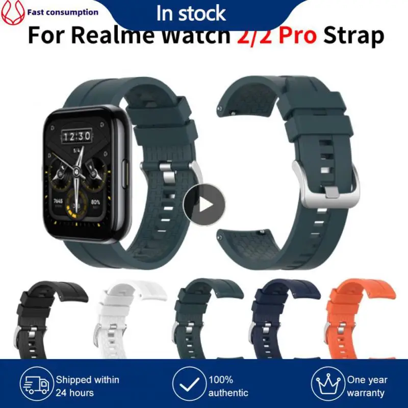 

For Realme Watch 2 Smart Watch Band Breathable 22mm Silicone Strap Skin-friendly Soft Watchband Replacement Wristband Adjustable