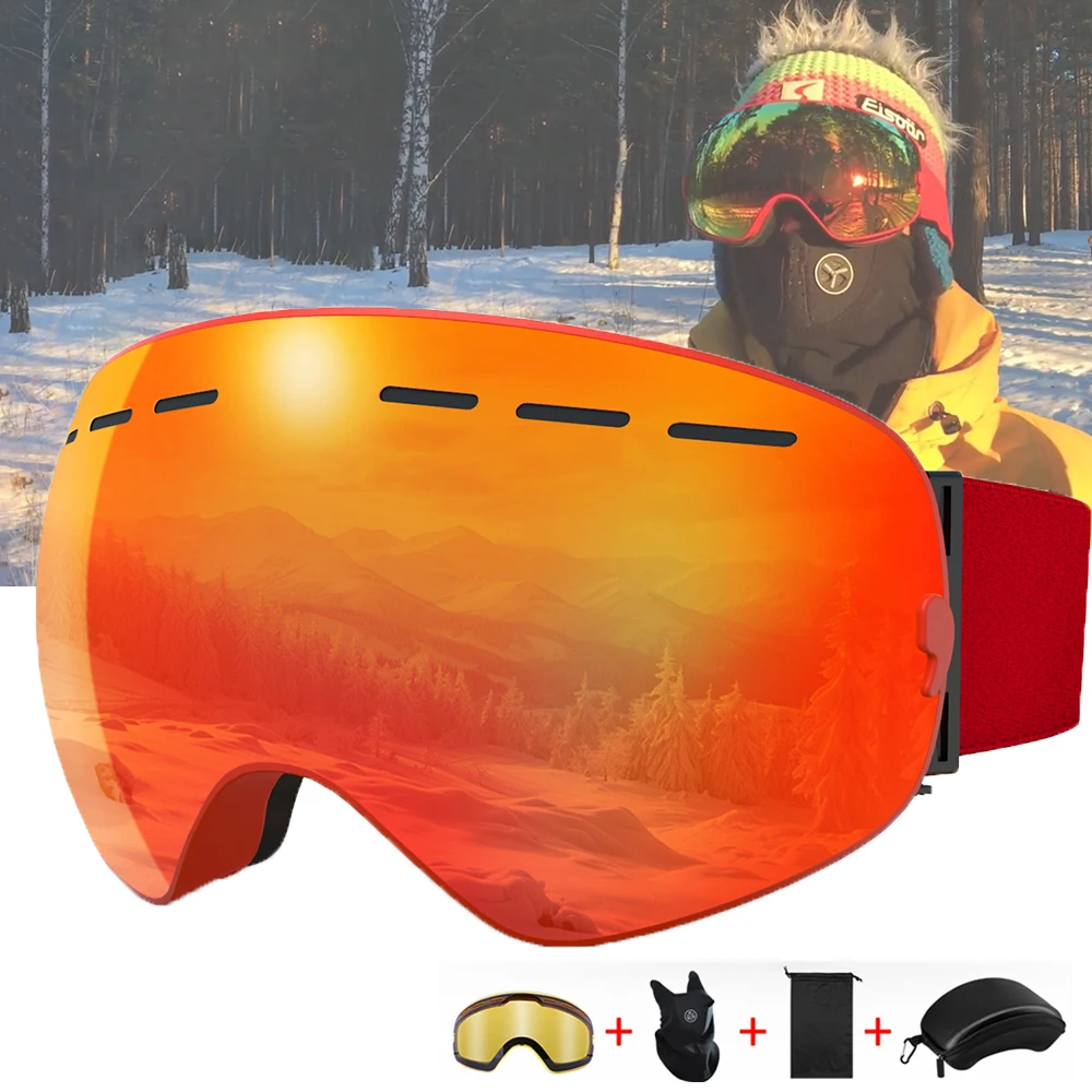 Лыжные очки Comma с линзами ночного видения мужские магнитные для сноуборда зимние