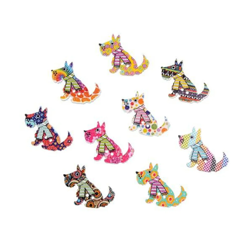 

Buttons Woodenshape Animal Clothes Baby Knitting Cartoon Hole Crafts Dog Craft Diy Shaped Scottie Decorative Sewing Scrapbooking