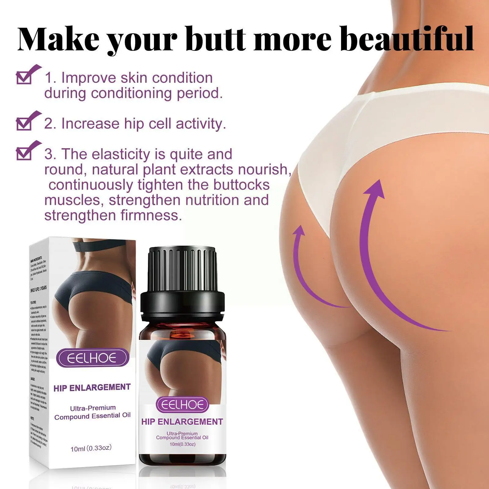 

10ml Butt Care Essential Oil Natural Herbal Hip Enhancement Butt Cream Effective Lifting Hip Lift Up Firming Oil Beauty B3r7