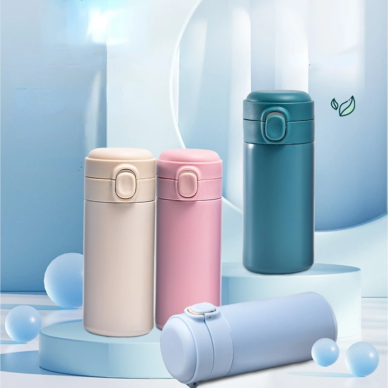 

Thermos Cup Portable New 304 Stainless Steel Creative Bounce Lid Straight Mini Water Bottles Thermal Carafe
