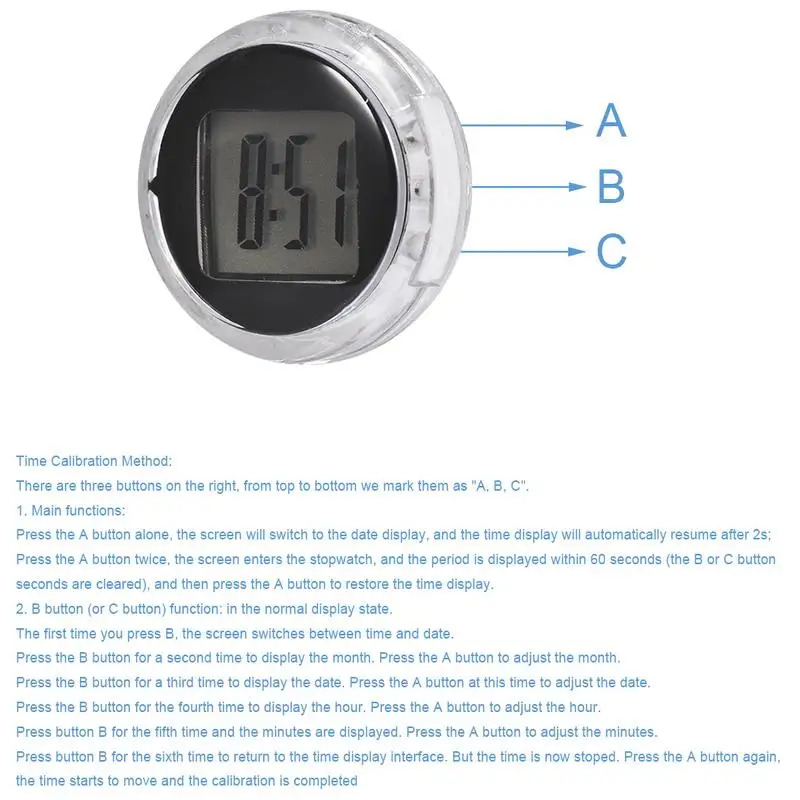 Цифровые мини-часы для мотоцикла водонепроницаемые на клейкой основе