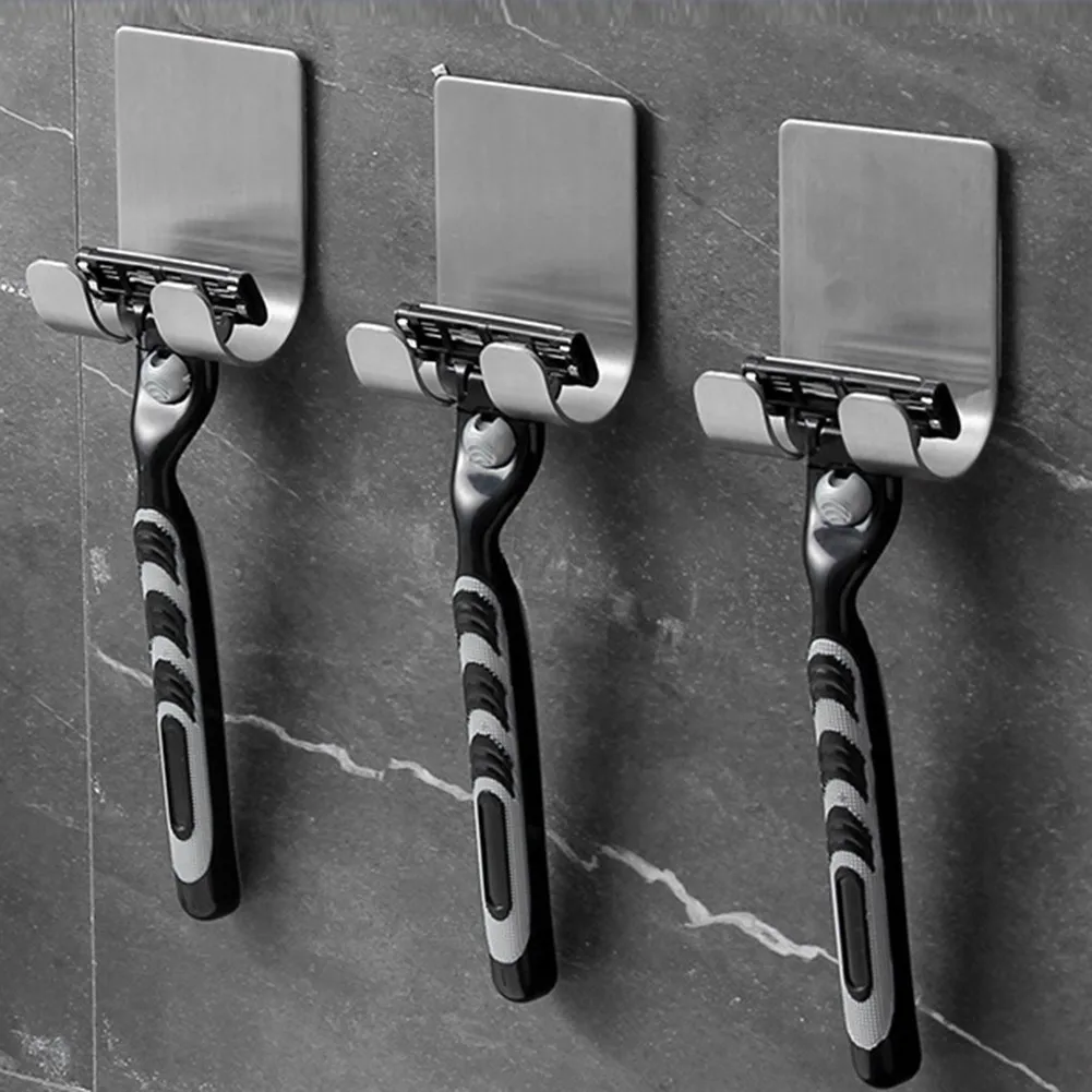 

Stainless Steel Razor Holder Wall Men Shaving Shaver Shelf Storage Hook Shaving Razor Storage Rack Bathroom Organizer Hanger