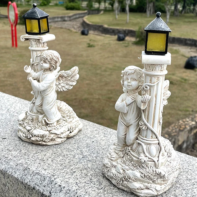 

Ancient Roman Column Angel Vintage Culptures Figurines Miniature Ornament Desk Accessories Room Decor Living Interior Decoration