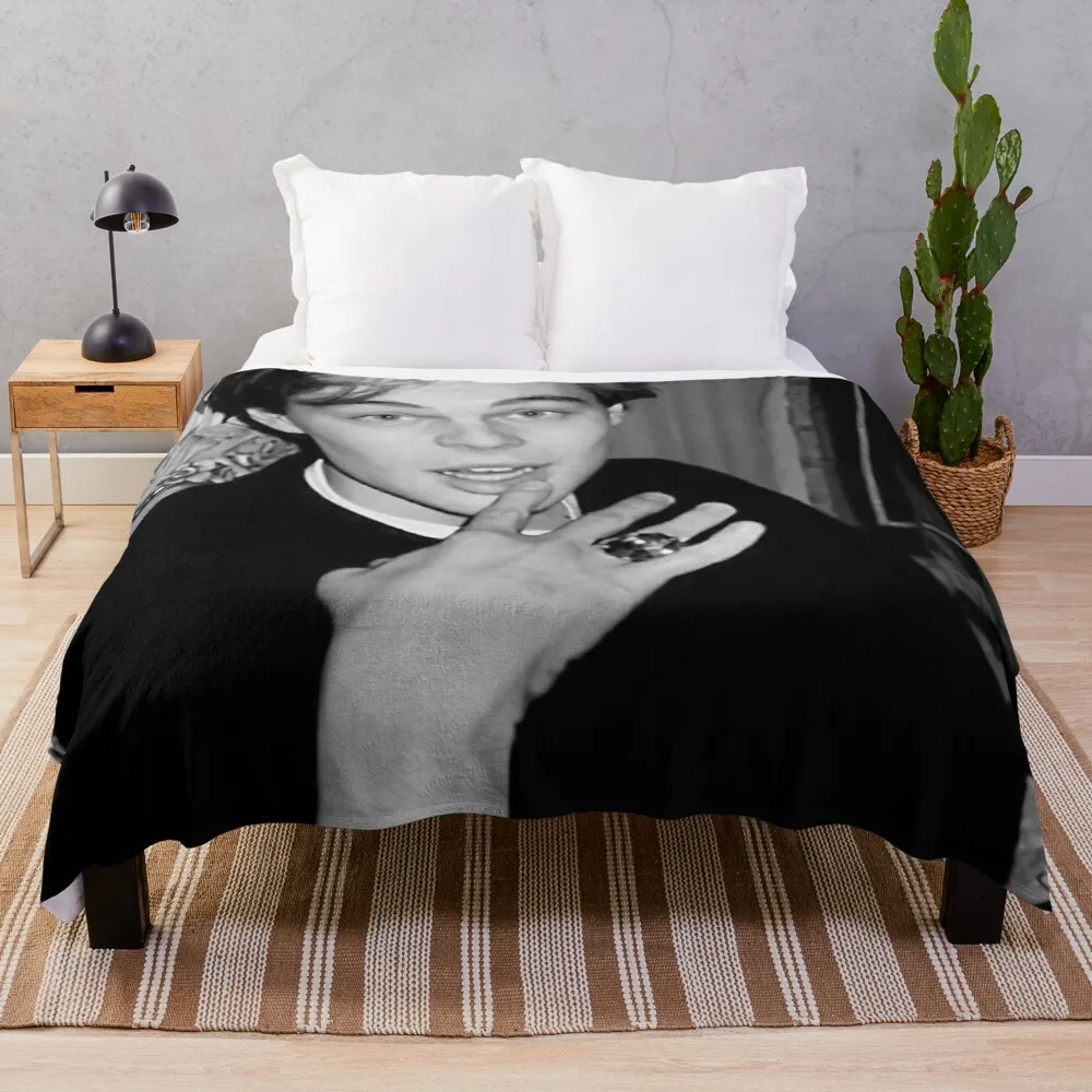 

leonardo dicaprio black and white -Throw Blanket Hairy Blankets