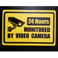 24 hours monitored by video camera warning sign poster tin plaque vintage metal painting bar cafe public place home decoration