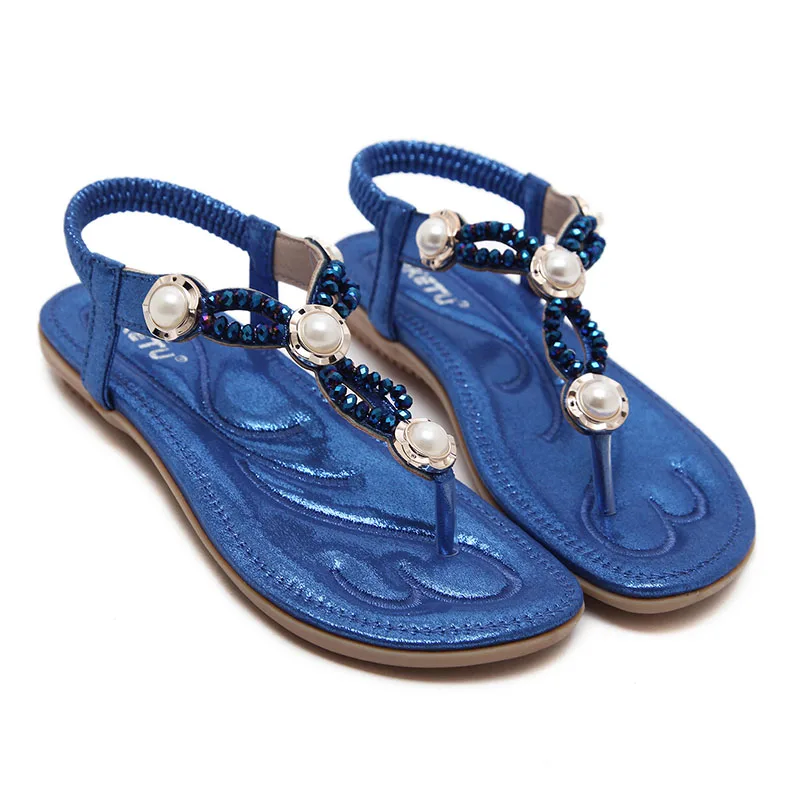 

2022 New Fashion Flat Sandals Women Summer Shoes Elastic band rhinestones Ladies Rome Sandals Brand Female Sandalias