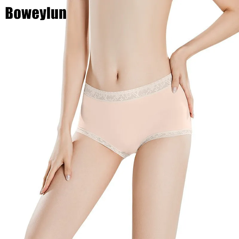 

Boweylun 60S Cotton Women's Antibacterial Lace Panties Breathable Comfortable Moisture Absorbent Briefs Mid-Rise Underwear