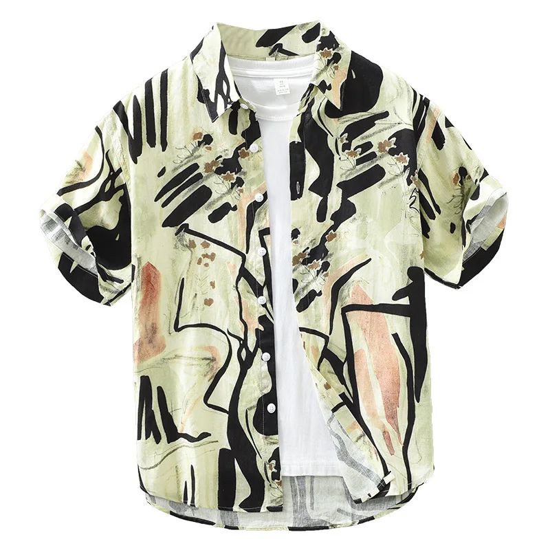 Мужская винтажная рубашка из 2787 льна Повседневная Свободная дышащая Тонкая