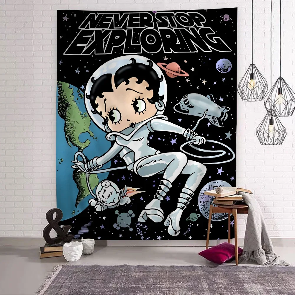 Гобелен В Стиле Аниме Betti Настенный Декор С Милым Дизайном Boop Цветочным Принтом