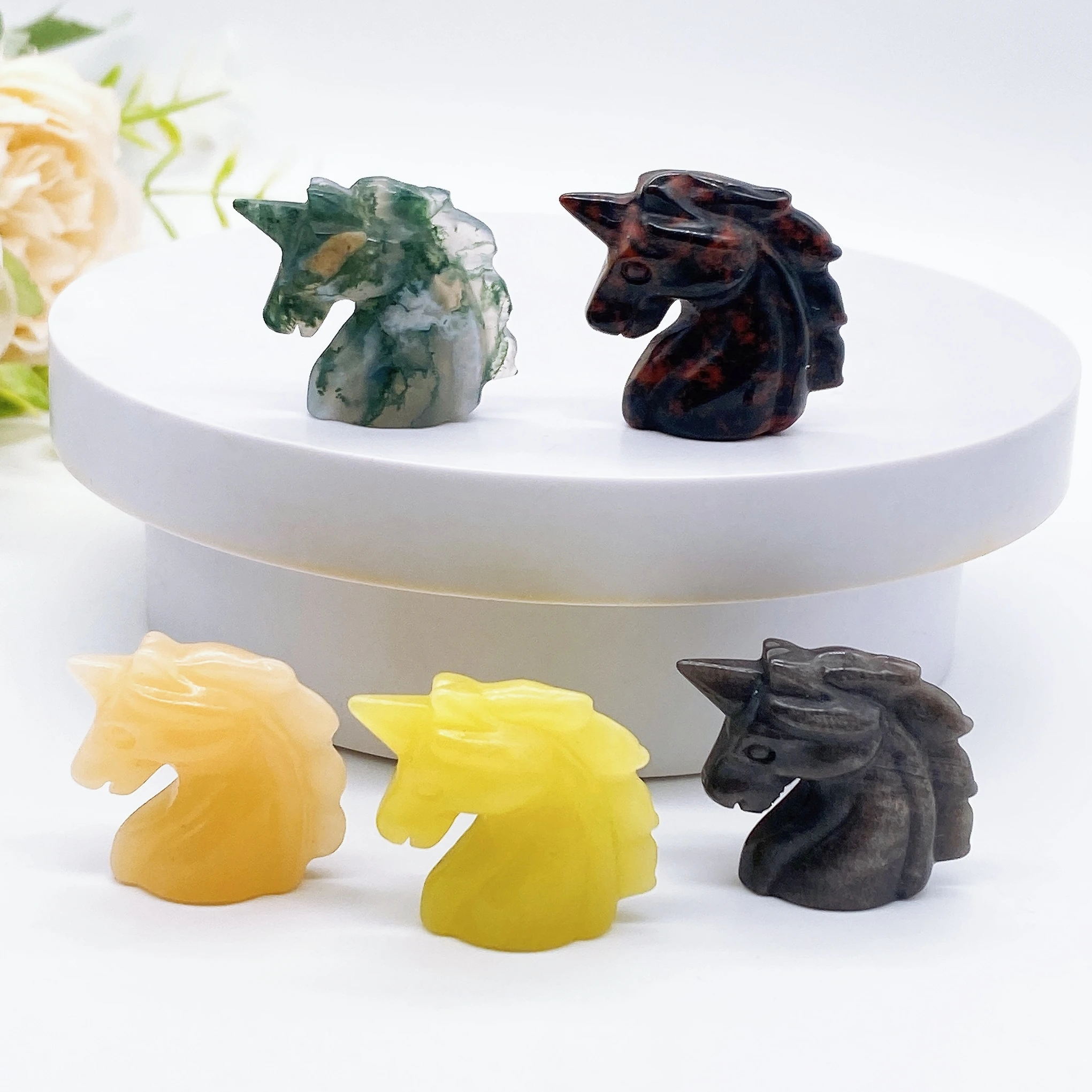 Статуэтка единорога из натурального кристалла резная фигурка животного