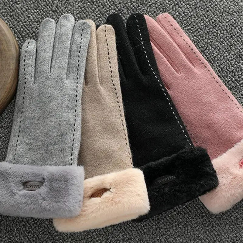 

1Pair Winter Touchscreen Gloves For Women Warm Fleece Lined Knit Gloves Elastic Cuff Texting Gloves Thermal Warm Gloves