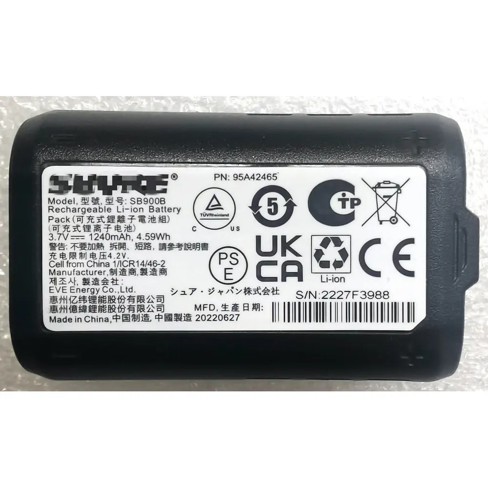 

Original Brand New SB900B Battery for Shure QD UD AD P9RA P10R Microphones QLXDULXDPSM3/900/1000 1240mah