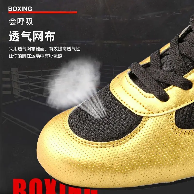 New Professional Boxing Shoes Youth Mesh Breathable Wrestling Shoes for Men and Women Plus Size 35-46lightweight Boxing Sneakers