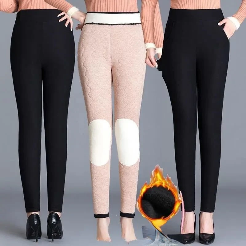 

Middle-aged Elderly Women Trousers 2023 New Autumn Winter Fashion Casual Warm Pants Female Stretch Mom Pants Leggings Tops W8