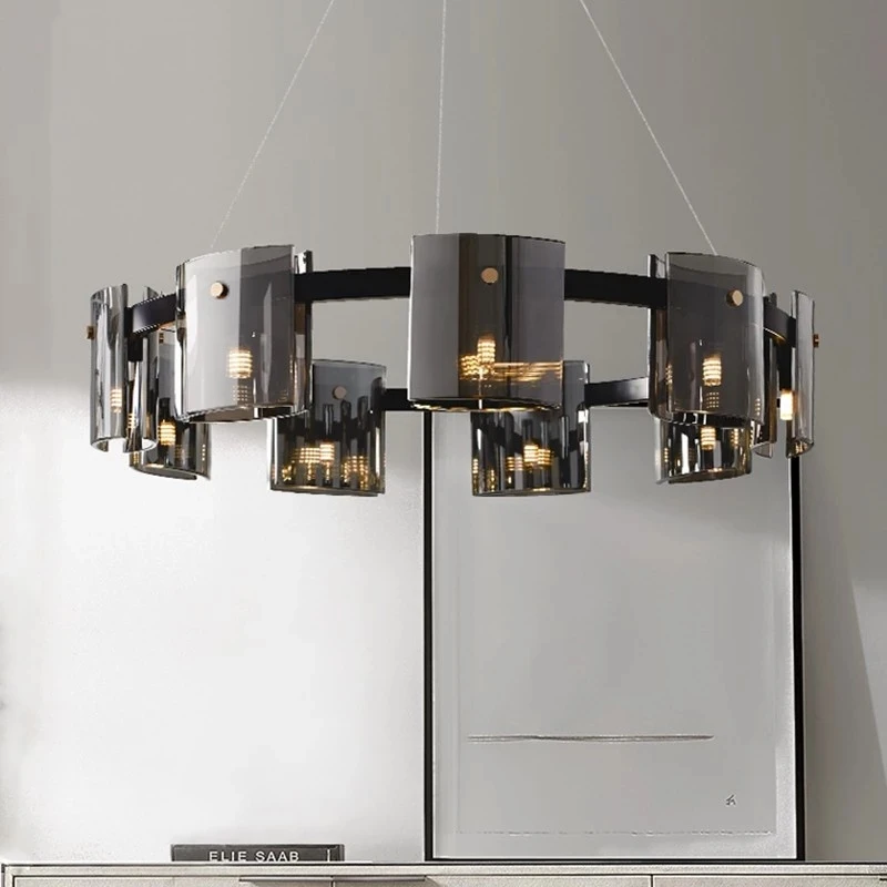 

Nordic Luxury Chandeliers Lighting Amber Smoky Glass Hanging Led Pendant Lamp Dining Living Bedroom Light Fixtures