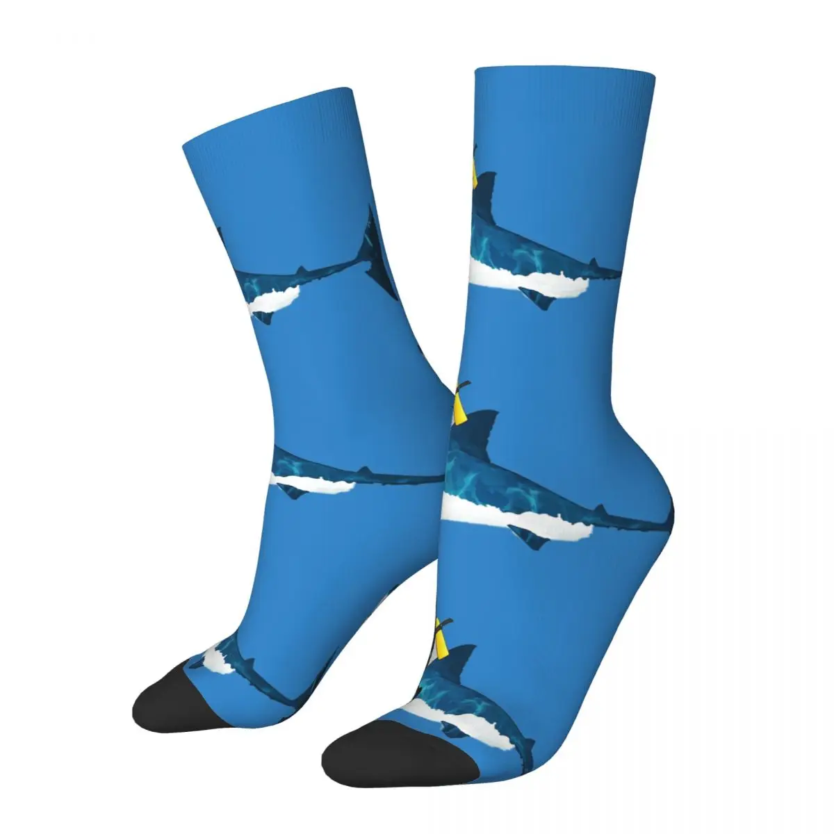 

Funny Compression Sock for Men Rodeo Classic Hip Hop Vintage Personality Shark Ocean Ferocious Seamless Printed Boys Crew Sock